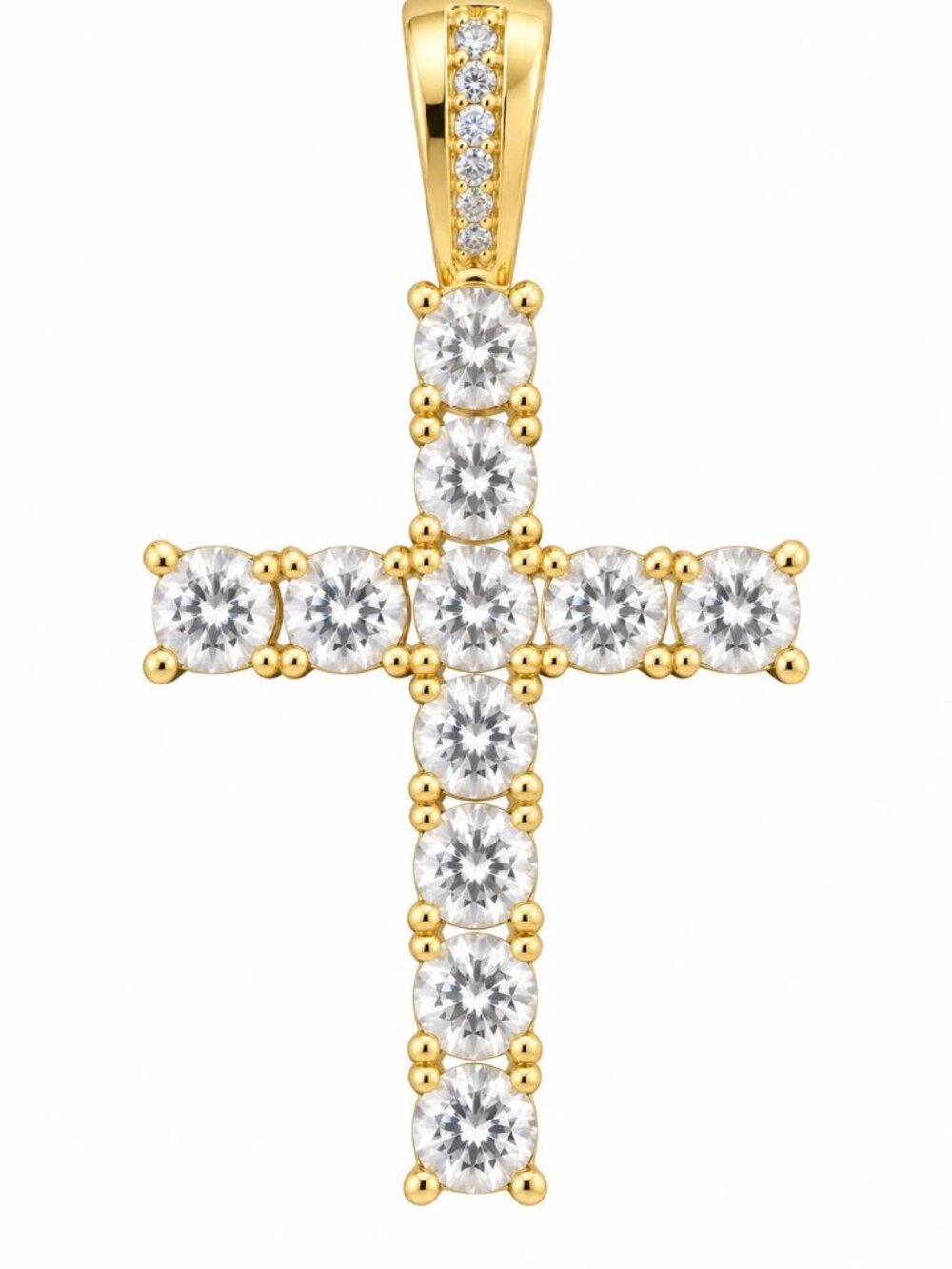 Tennis Style CZ Cross Pendant Necklace 24" Rope Chain Gold Silver Men Women - Picture 4 of 6